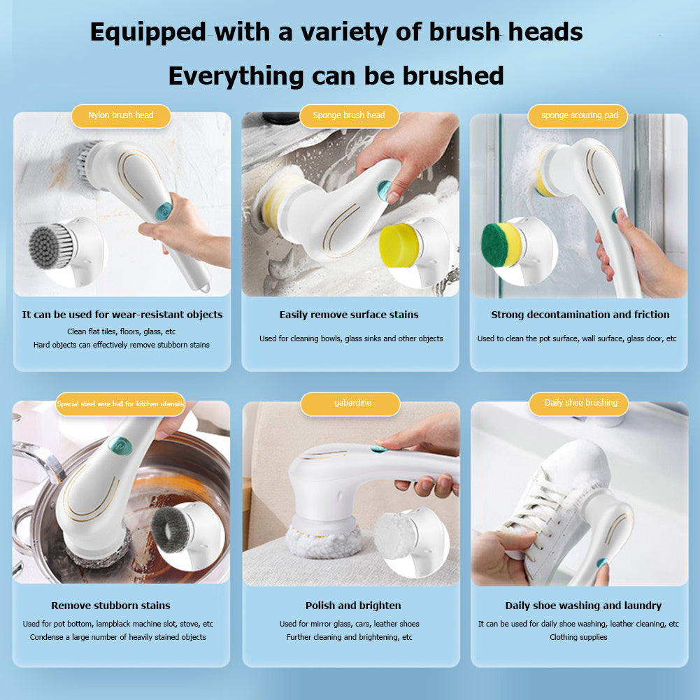 Multifunctional Electric Handheld Drill Brush Set With 5 Heads